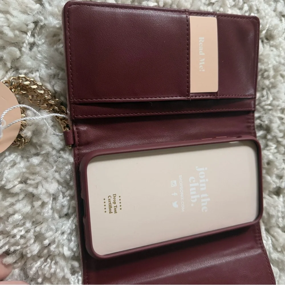 Brand new Pink velvet iPhone case clutch bag with gold studs and chain
